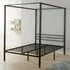 Sierra King Size 4 Poster Bed Frame with Canopy - Black, Metal