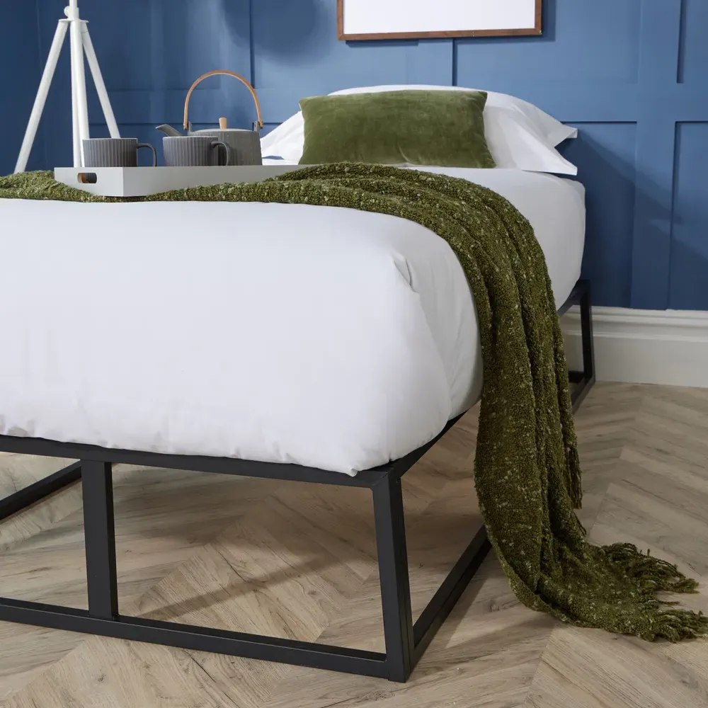 Single Metal Platform Bed Base - Black