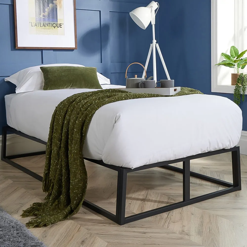 Single Metal Platform Bed Base - Black image