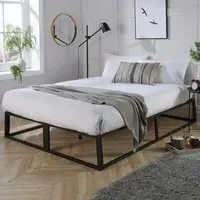 Small Double Platform Bed Frame - Black, Metal