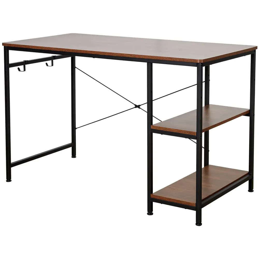 Stanton 2 Shelf Computer Desk with Hook - Dark Oak, MDF