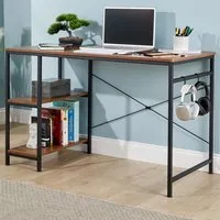 Stanton 2 Shelf Computer Desk with Hook - Dark Oak, MDF