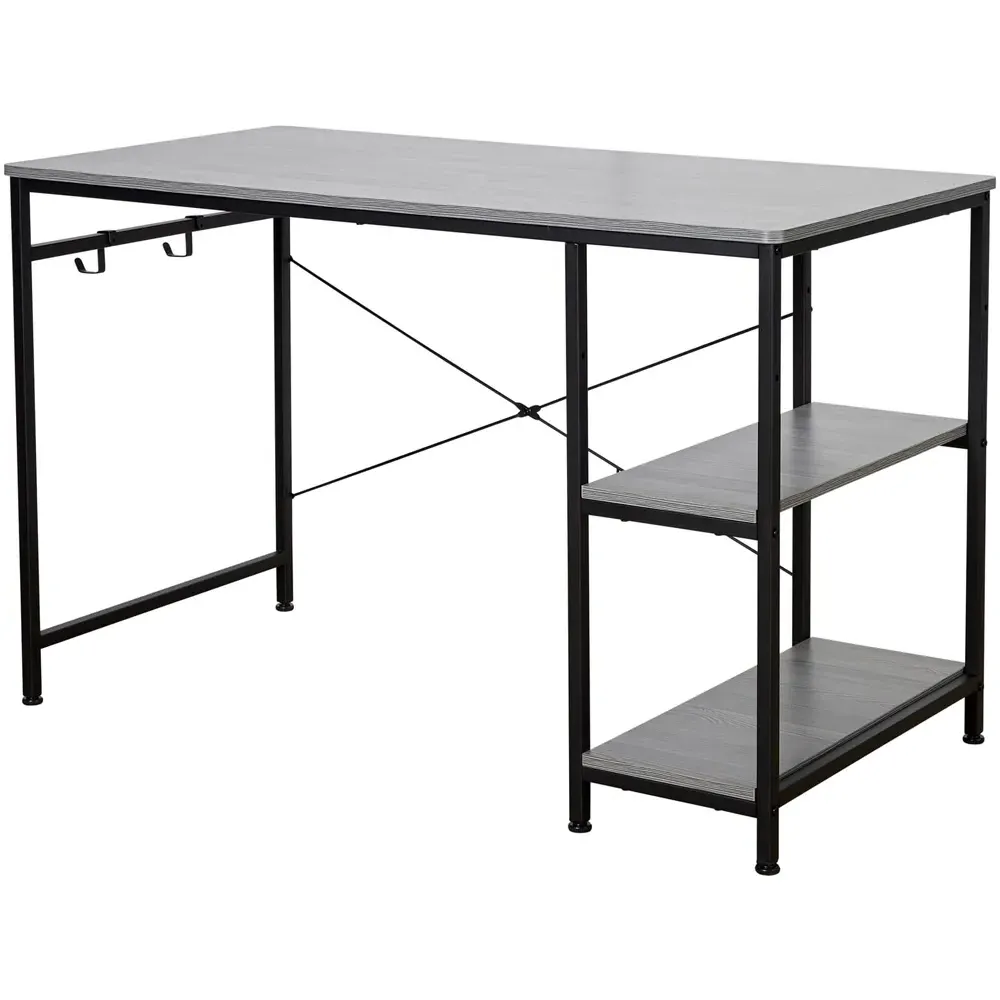 Stanton 2 Shelf Computer Desk with Hook - Grey, MDF