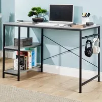 Stanton 2 Shelf Computer Desk with Hook - Grey, MDF