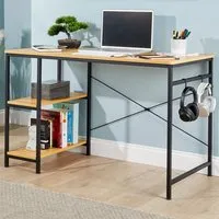 Stanton 2 Shelf Computer Desk with Hook - Light Oak, MDF