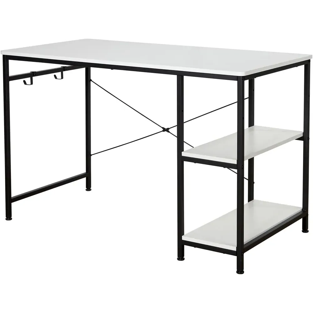 Stanton 2 Shelf Computer Desk with Hook - White, MDF