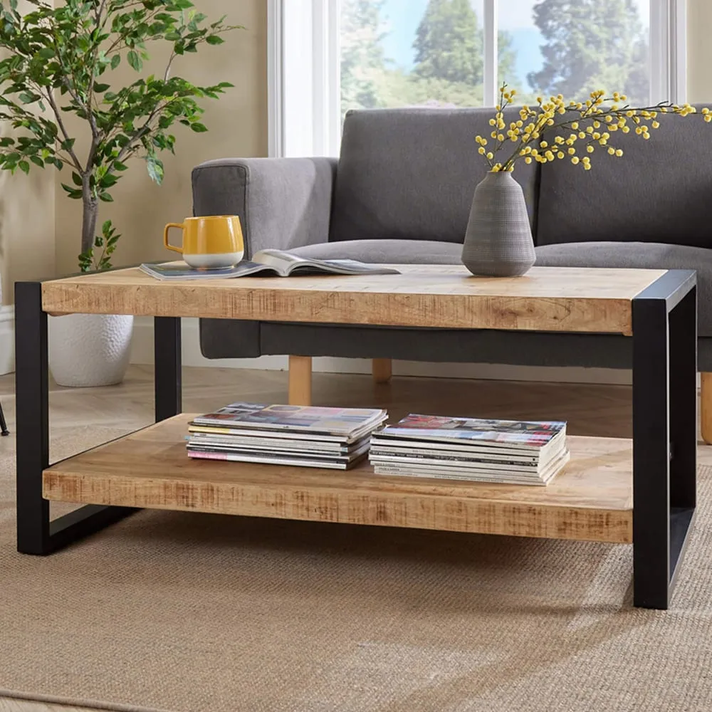 Summit Coffee Table with Storage - Brown, Mango Wood