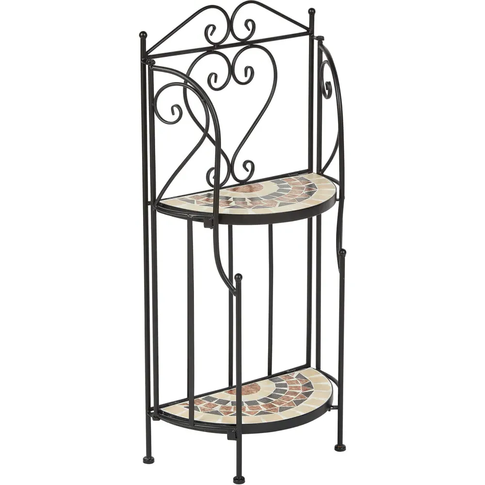 Sunflower Mosaic 2 Shelf Plant Stand - Black, Metal