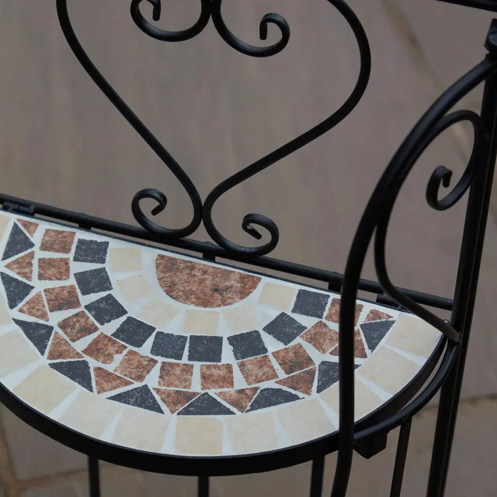 Sunflower Mosaic 2 Shelf Plant Stand - Black, Metal