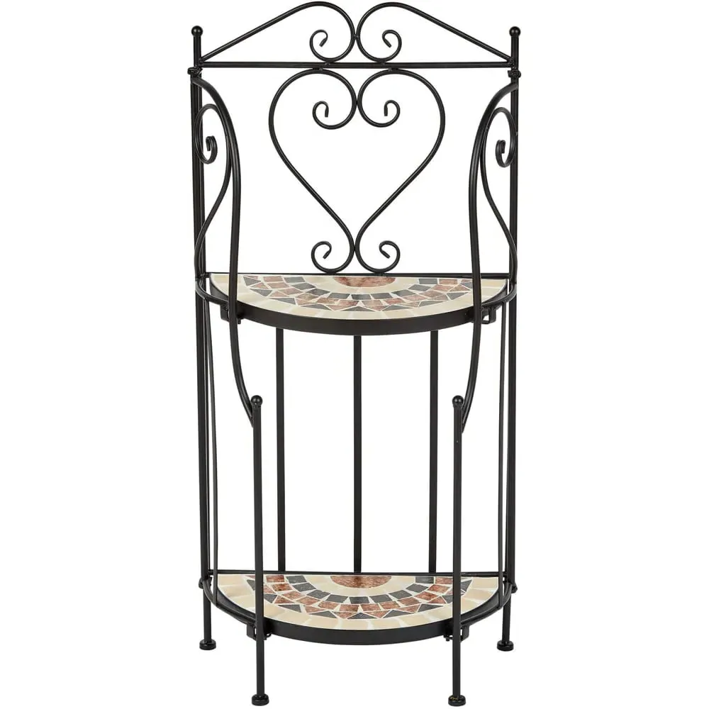 Sunflower Mosaic 2 Shelf Plant Stand - Black, Metal image