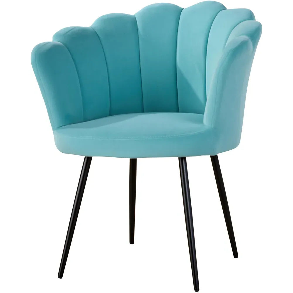 Teal Scallop Accent Chair with Black Legs - Blue