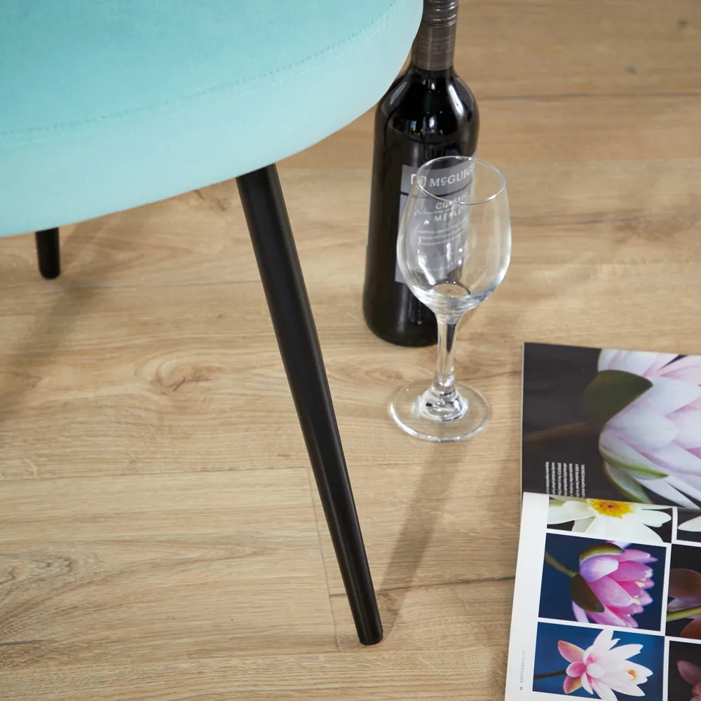 Teal Scallop Accent Chair with Black Legs - Blue