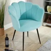 Teal Scallop Accent Chair with Black Legs - Blue