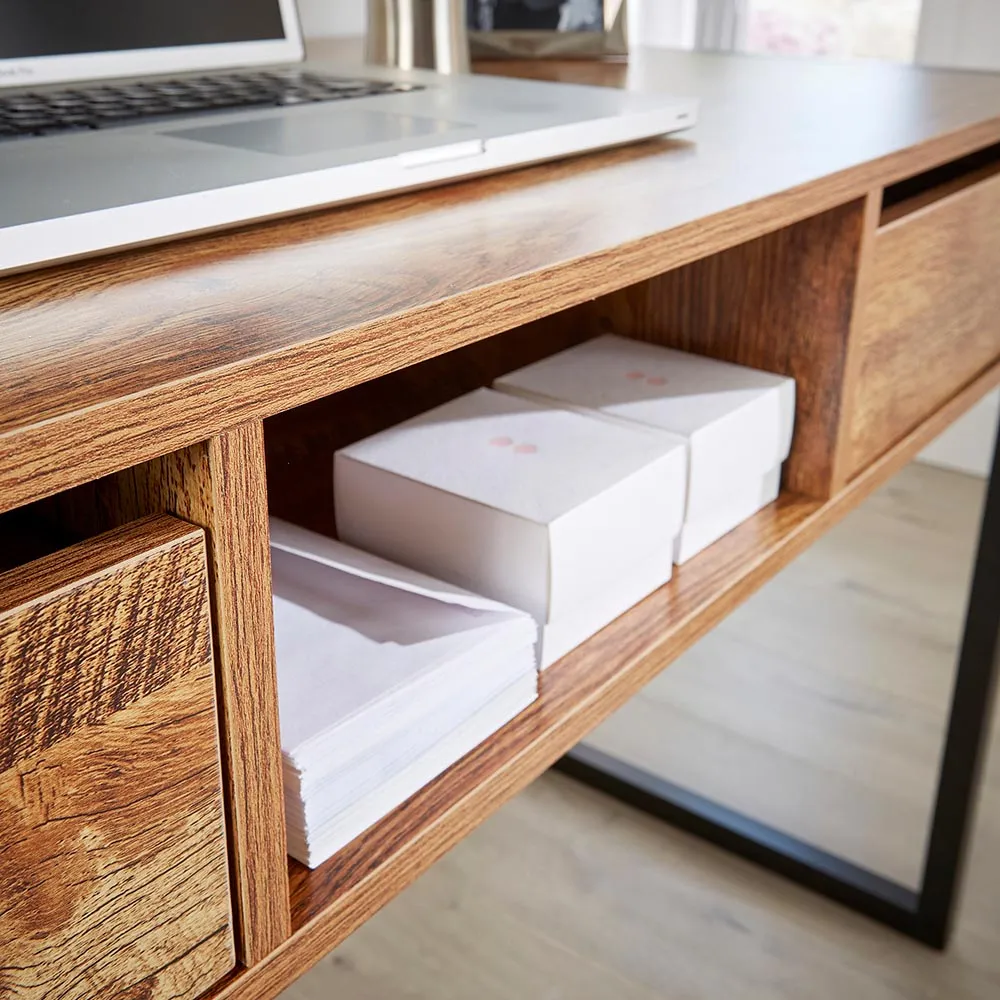 Toronto 2 Drawer Computer Desk with Shelf - Brown, Oak