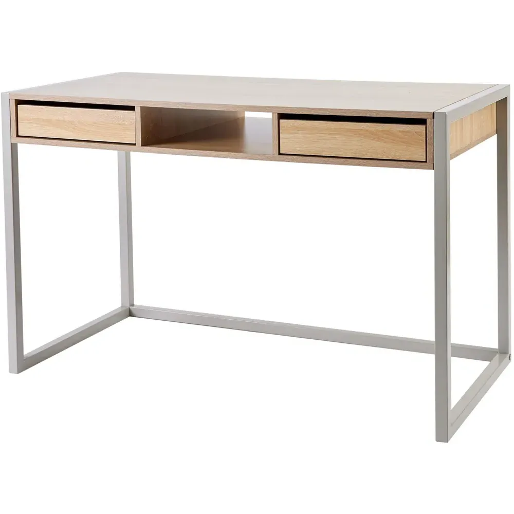 Toronto 2 Drawer Computer Desk with Shelf - Brown, Oak
