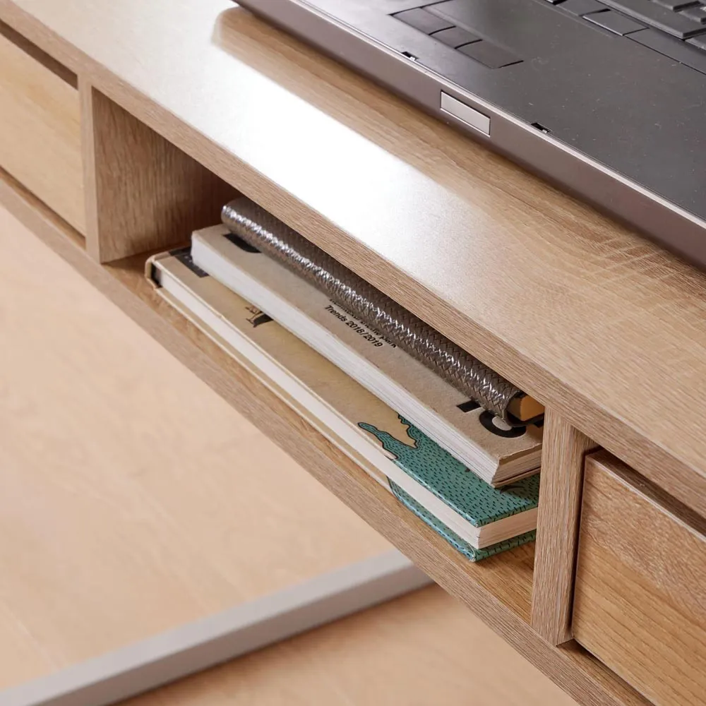 Toronto 2 Drawer Computer Desk with Shelf - Brown, Oak