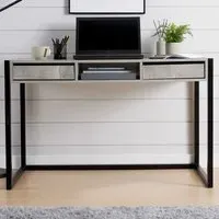 Toronto 2 Drawer Office Desk - Black, Concrete Effect