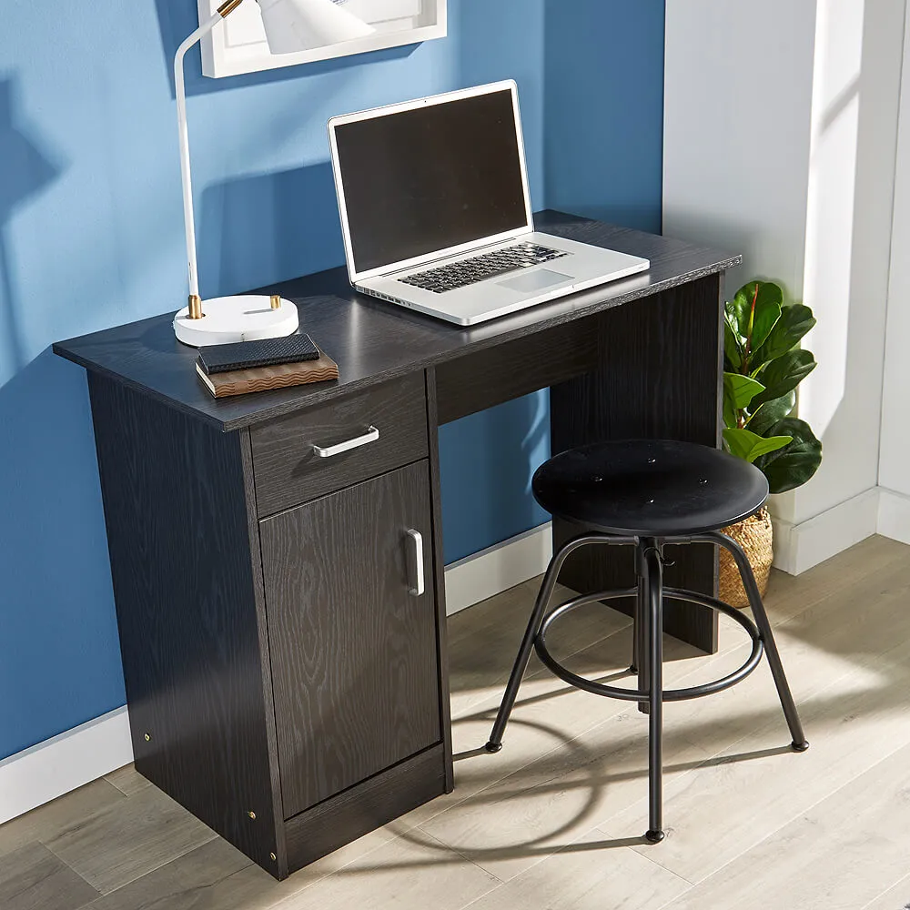Tyler Computer Desk with Storage Cupboard - Black