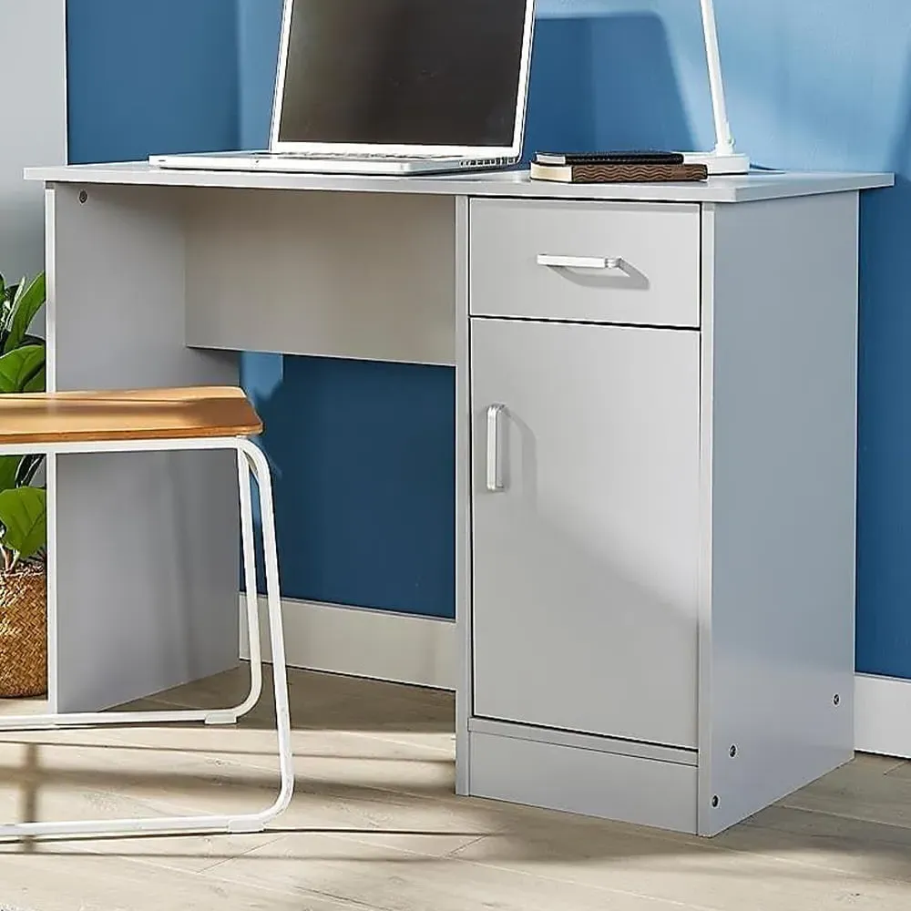 Tyler Computer Desk with Storage Cupboard - Grey
