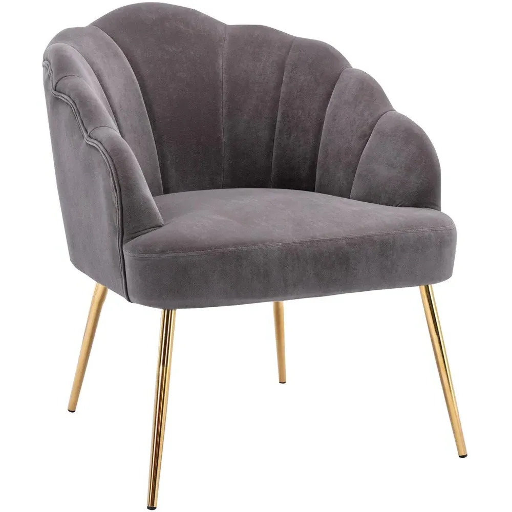 Valerie Shell Backed Armchair - Grey, Velvet
