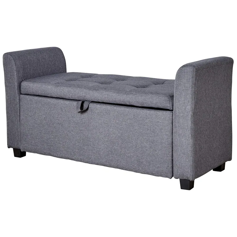 Verona Sleigh Window Seat with Storage - Charcoal Grey