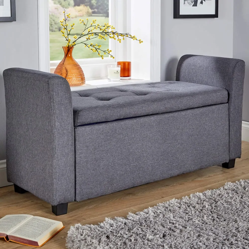 Verona Sleigh Window Seat with Storage - Charcoal Grey image