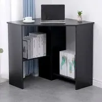 Wellington 2 Shelf Corner Computer Desk - Black