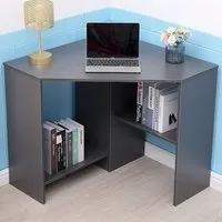 Wellington 2 Shelf Corner Computer Desk - Grey