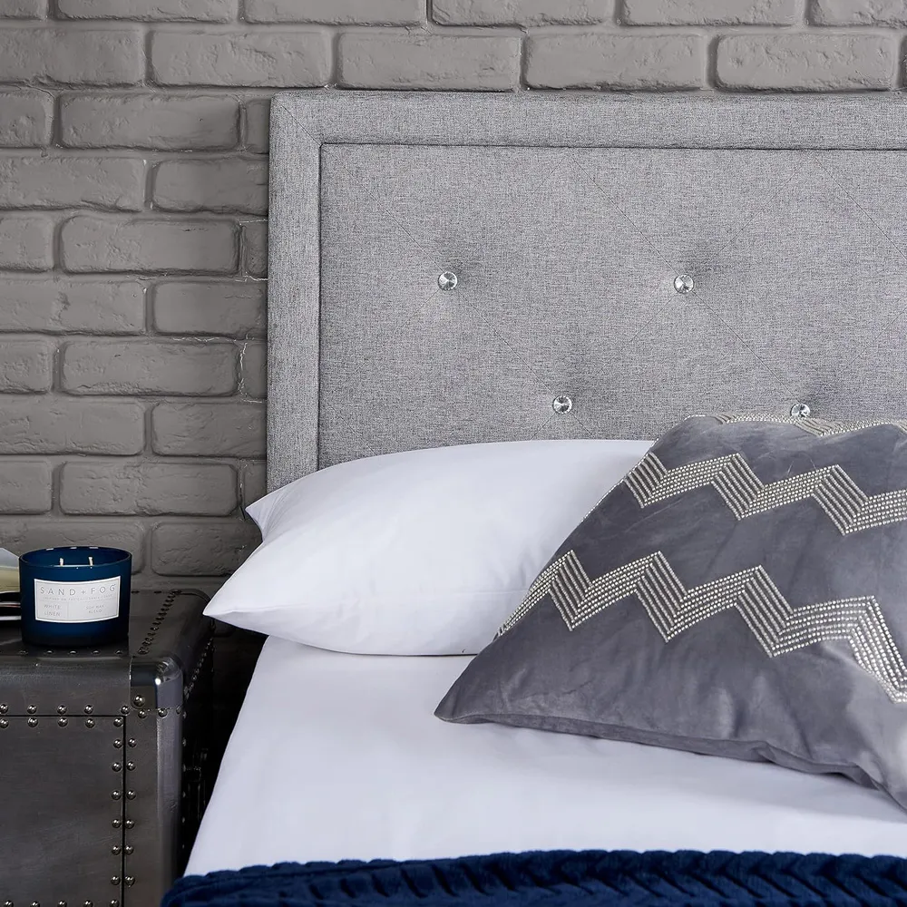 Double Crystal Ottoman Bed with Storage - Grey, Linen