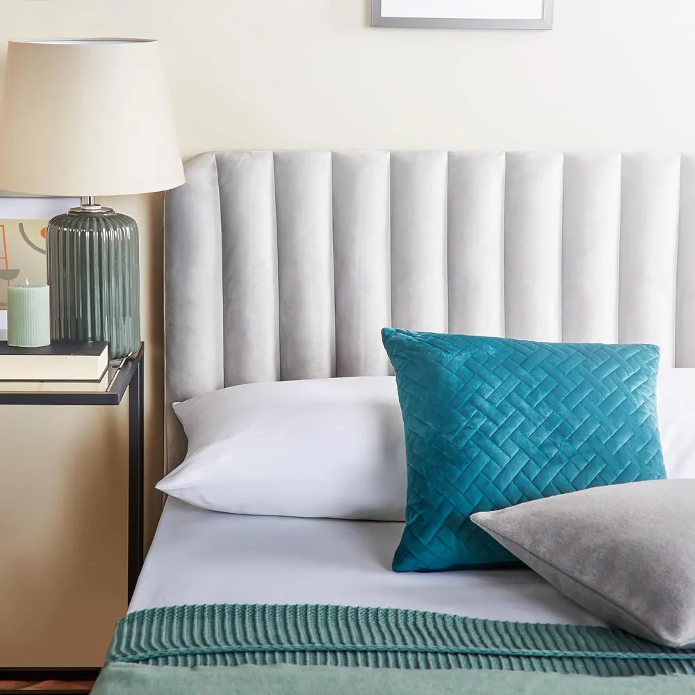 Double Ottoman Bed with Storage - Grey, Velvet