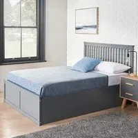 Double Ottoman Bed with Storage - Grey, Wood