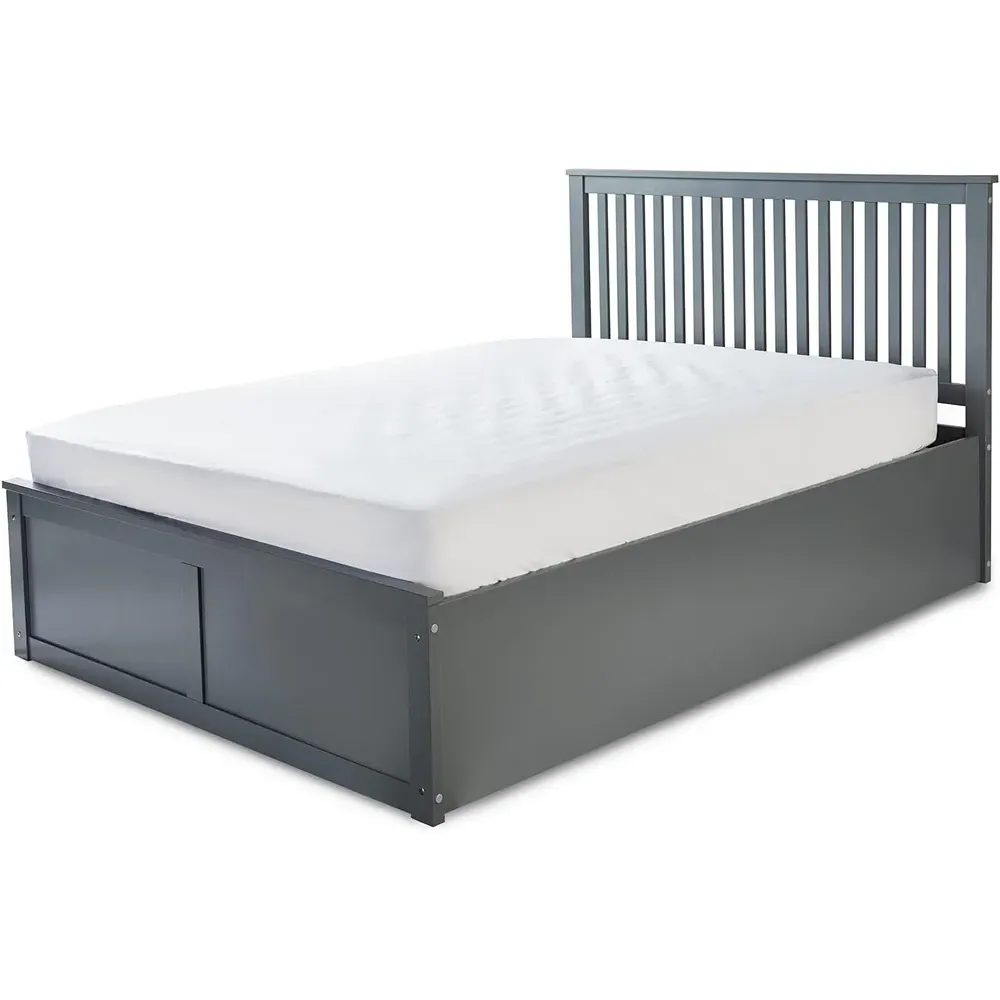 Double Ottoman Bed with Storage - Grey, Wood