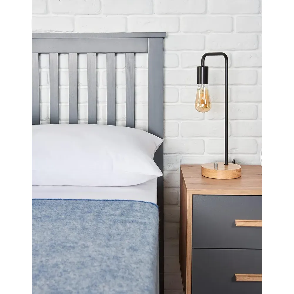 Double Ottoman Bed with Storage - Grey, Wood