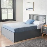 Double Ottoman Bed with Storage - Grey, Wood