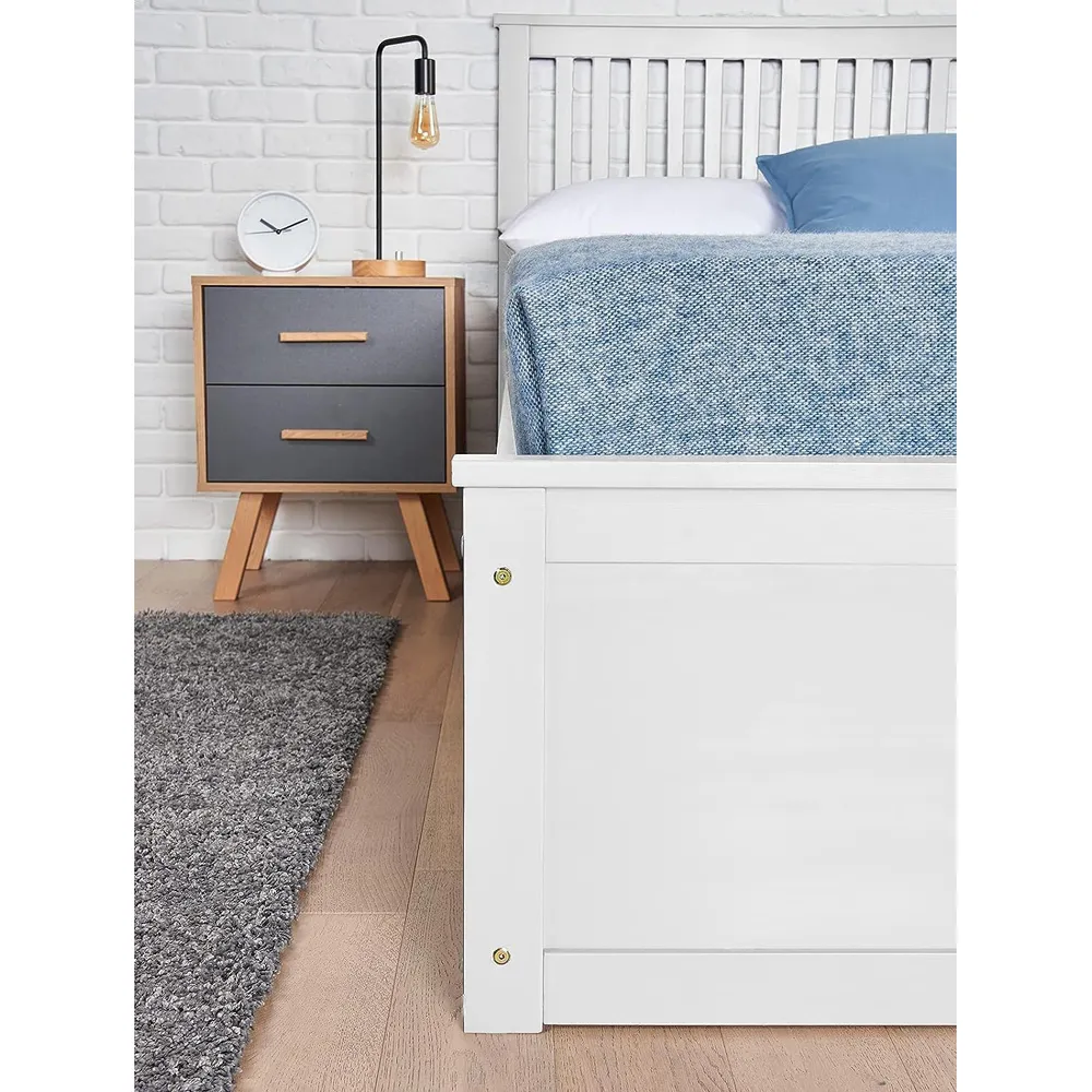 Double Ottoman Bed with Storage - White, Wood