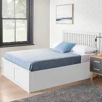 Double Ottoman Bed with Storage - White, Wood
