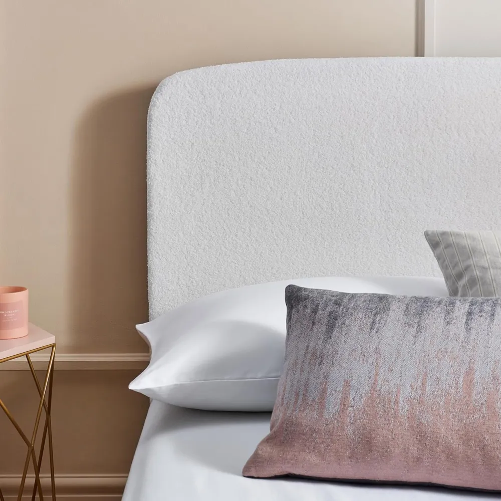 Double Ottoman Storage Bed - White, Boucle