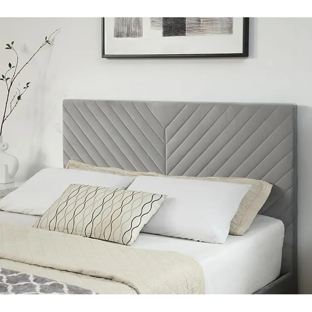 Double Ottoman TV Bed - Grey, Velvet