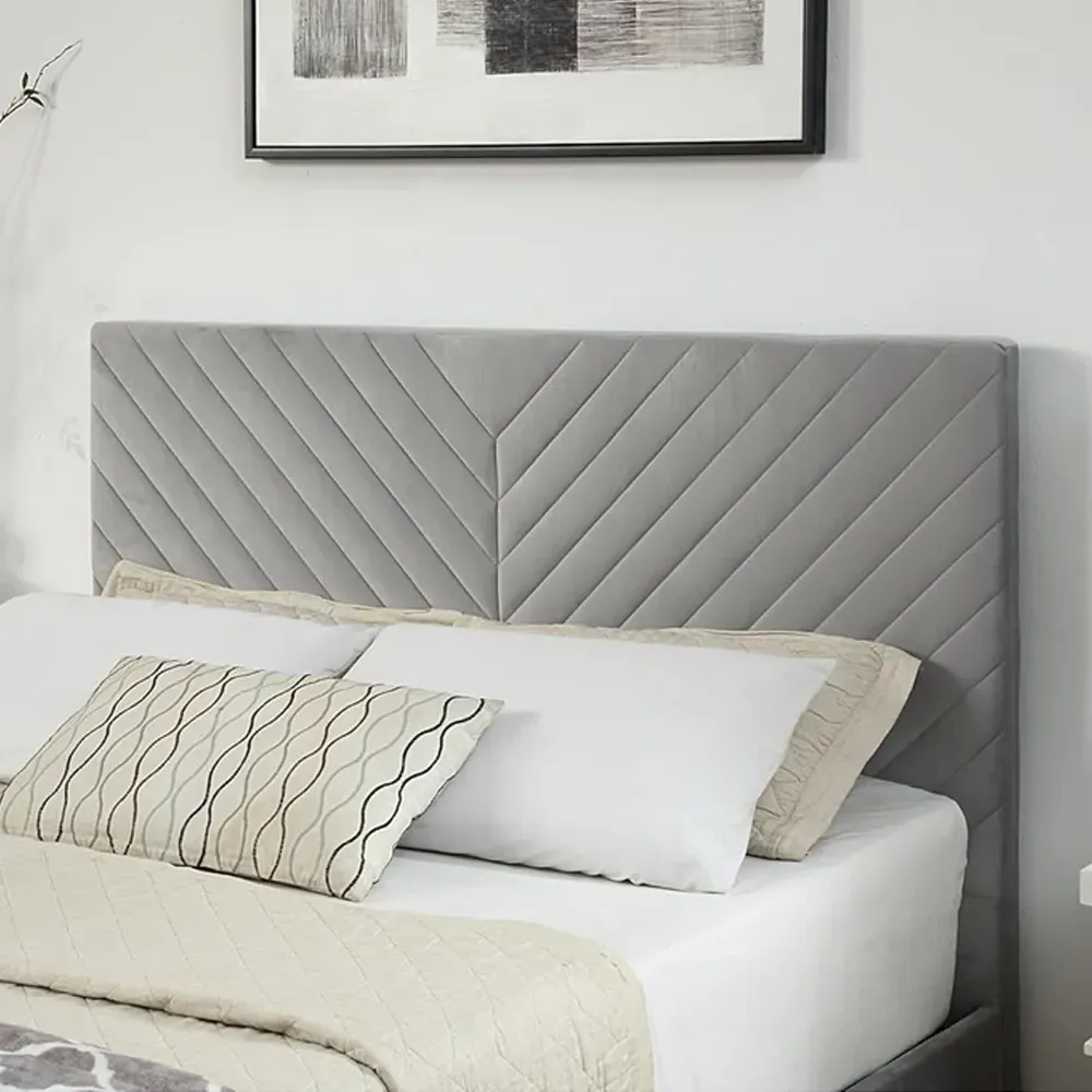 Double Ottoman TV Bed with Mattress - Grey, Velvet