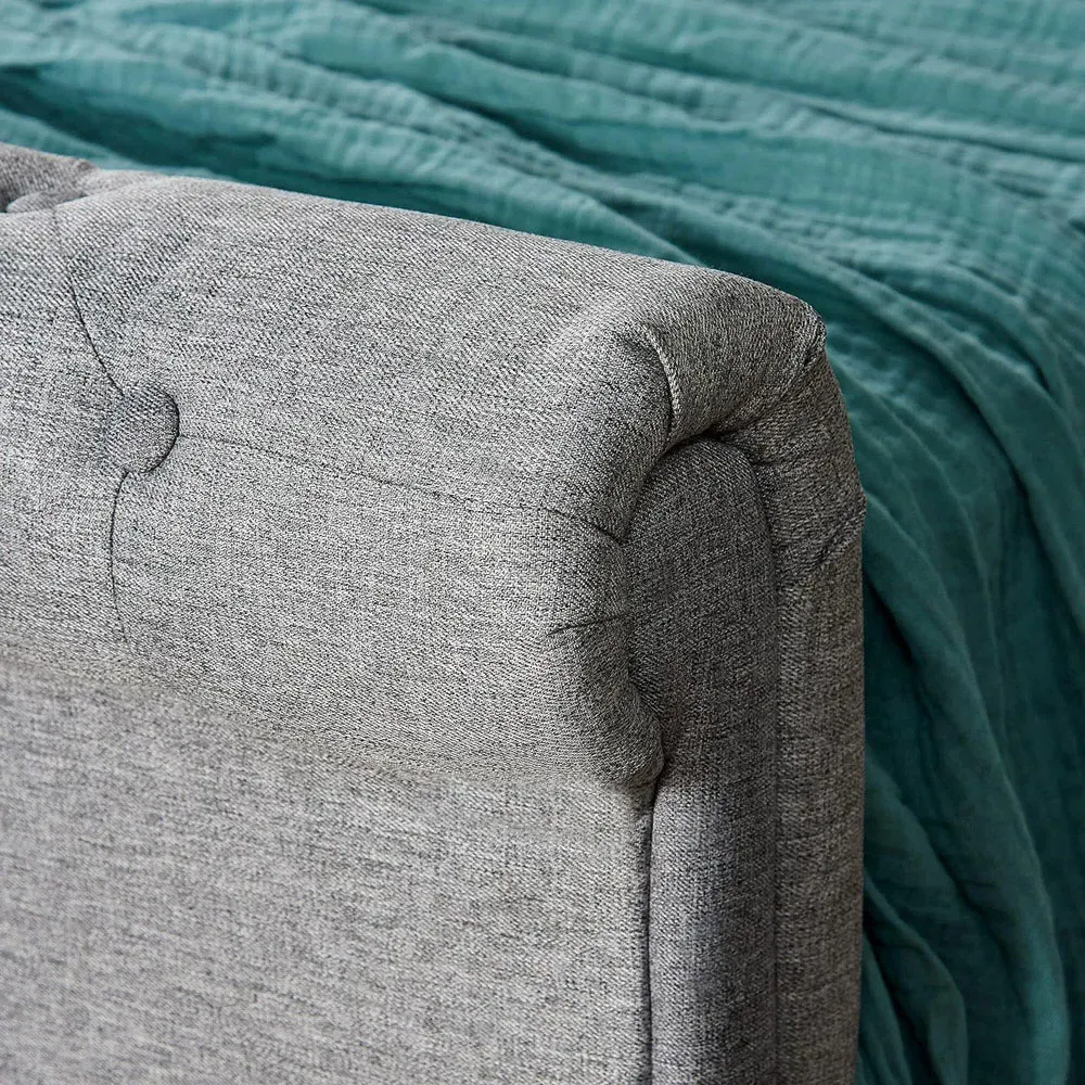 Double Sleigh Ottoman Bed with Storage - Grey, Linen