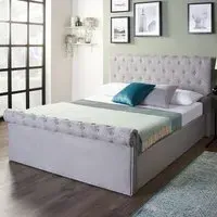 Double Sleigh Ottoman Bed with Storage - Grey, Linen