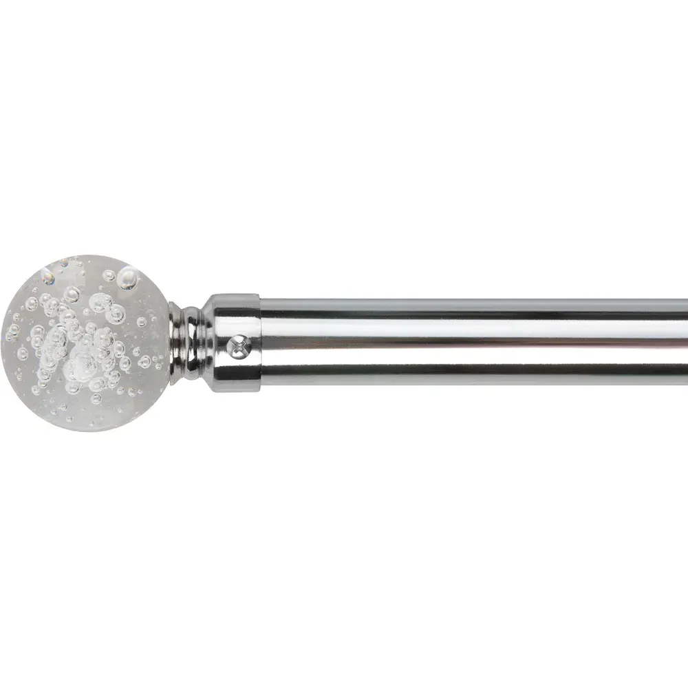 Extendable Curtain Pole with Bubble Finials - Silver, Metal