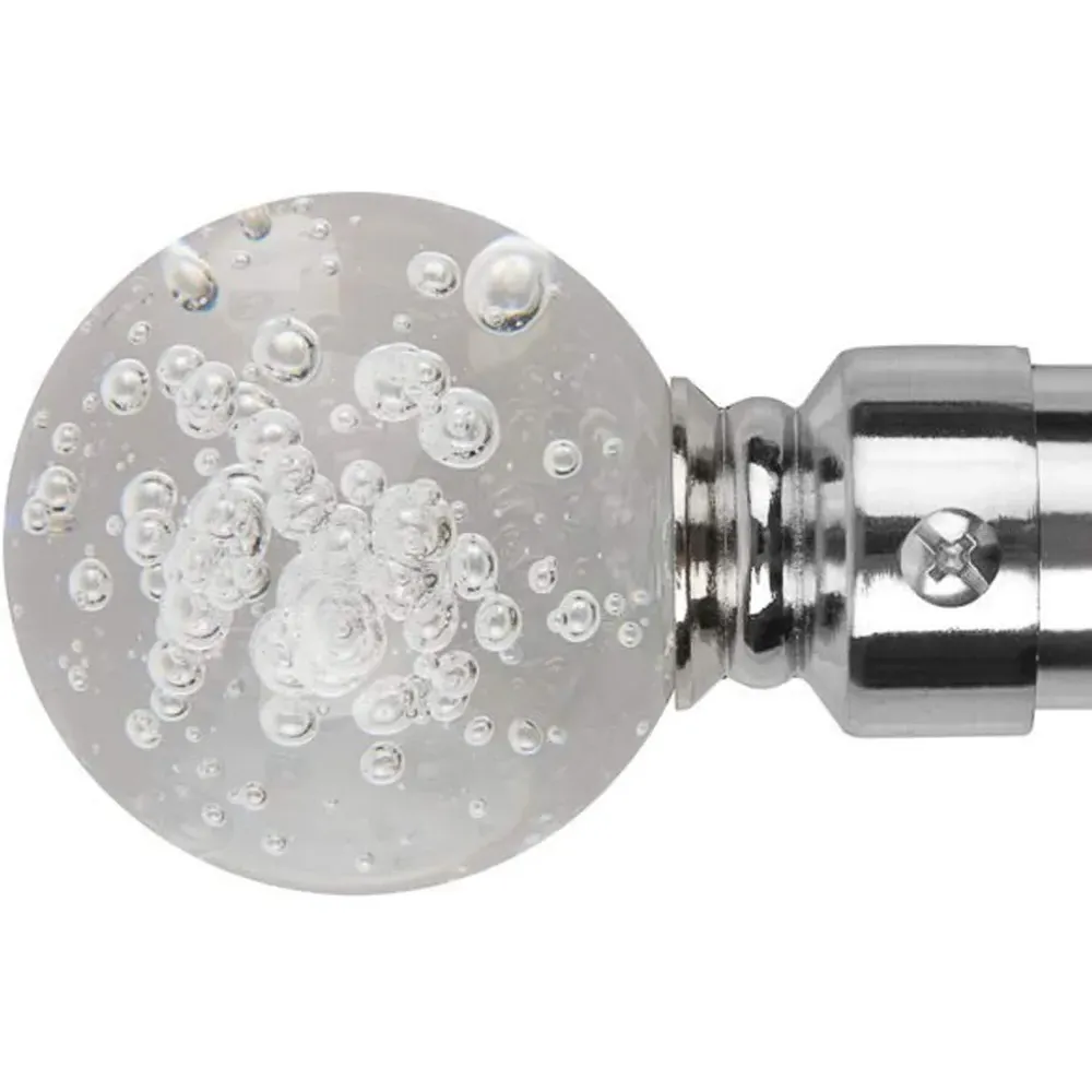 Extendable Curtain Pole with Bubble Finials - Silver, Metal