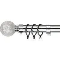 Extendable Curtain Pole with Bubble Finials - Silver, Metal