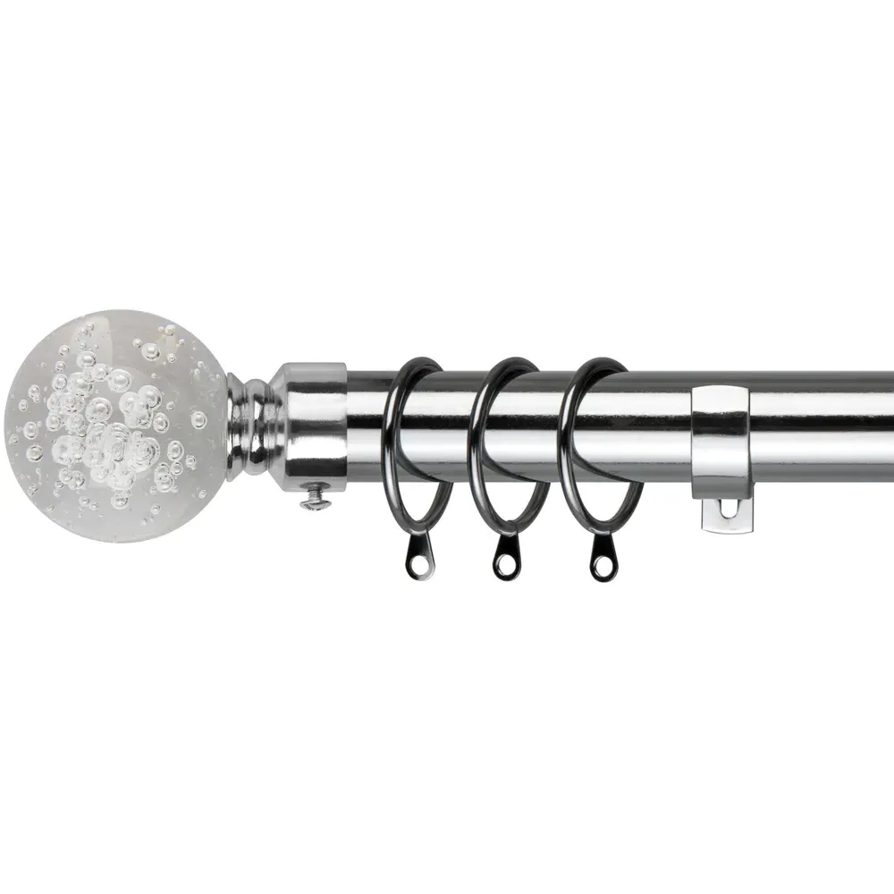 Extendable Curtain Pole with Bubble Finials - Silver, Metal