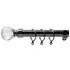 Extendable Curtain Pole with Crystal Finials - Black, Metal