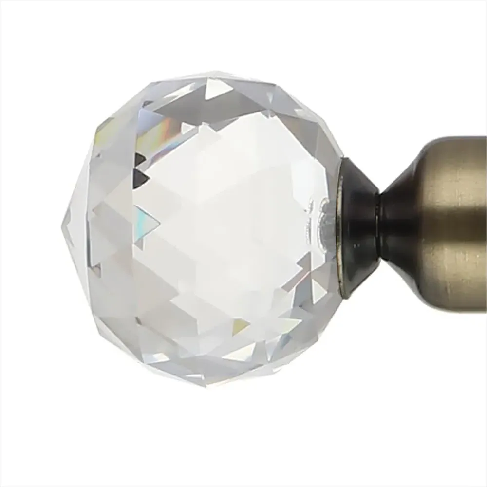 Extendable Curtain Pole with Crystal Finials - Gold, Metal