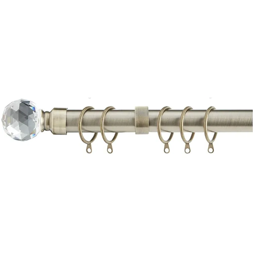 Extendable Curtain Pole with Crystal Finials - Gold, Metal