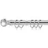Extendable Curtain Pole with Crystal Finials - Silver, Chrome
