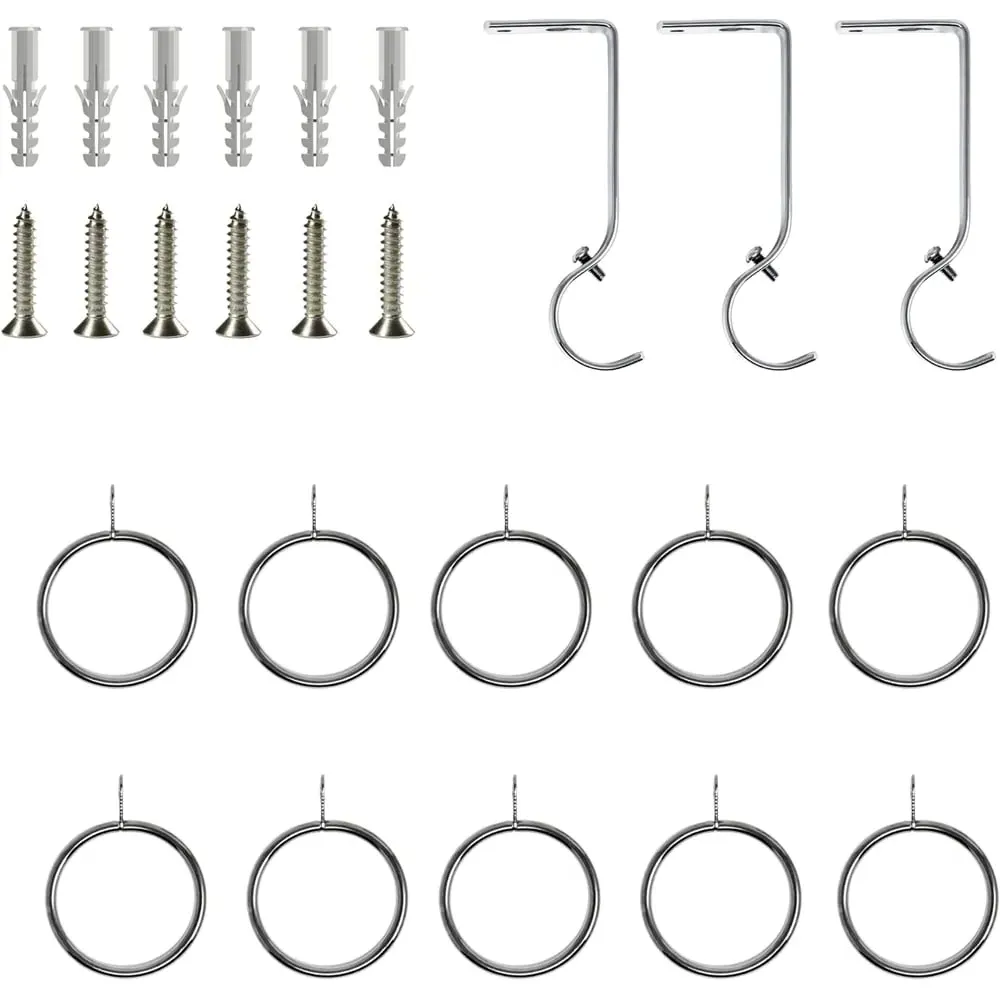 Extendable Curtain Pole with Crystal Finials - Silver, Metal